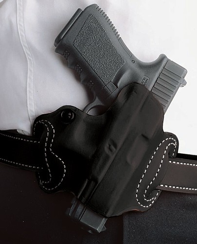 086BA8BZ0.jpg DESANTIS MINI SLIDE HOLSTER - OWB RH LTHR FITS GLOCK 43 BLK - Image 1