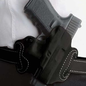 DESANTIS MINI SLIDE HOLSTER - OWB RH LEATHER S/A HELLCAT BLK