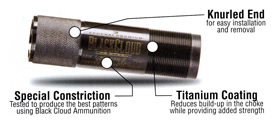 09001.gif CARLSONS CHOKE TUBE BLACK - CLOUD 12GA L-RANGE INVECTOR - Image 1