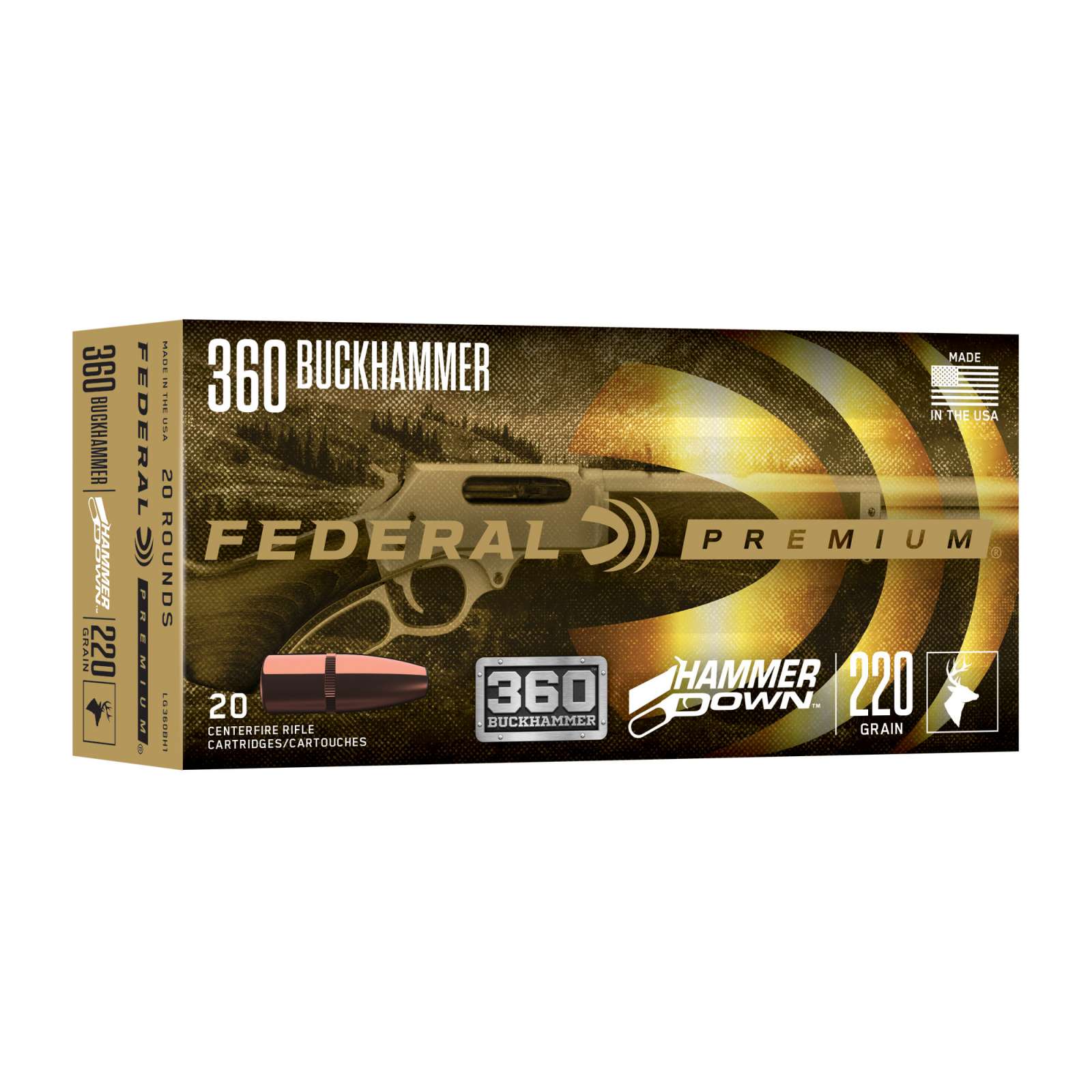 1041594-14284976.jpg FEDERAL 360 BUCKHAMMER 220GR HAMMERDOWN 20 RD/BX 10 BX/CS - Image 1