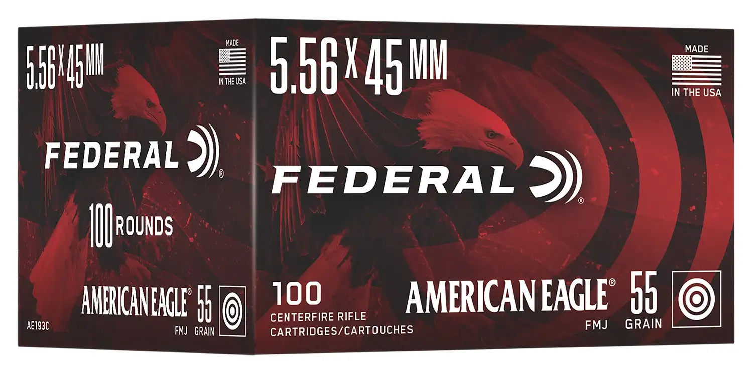 1154804-14360172.webp FEDERAL AE 5.56x45 55GR FMJ 100/BX 5BX/CS - Image 1