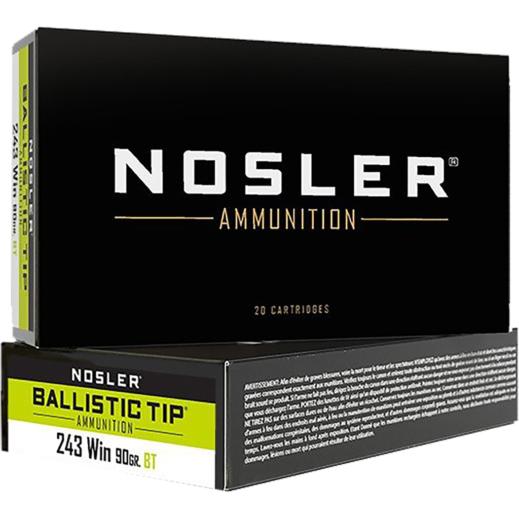 1206146_1.jpg Nosler Ballistic Tip Rifle Ammunition 243 Win. 90 gr. BT SP 20 rd. - Image 1