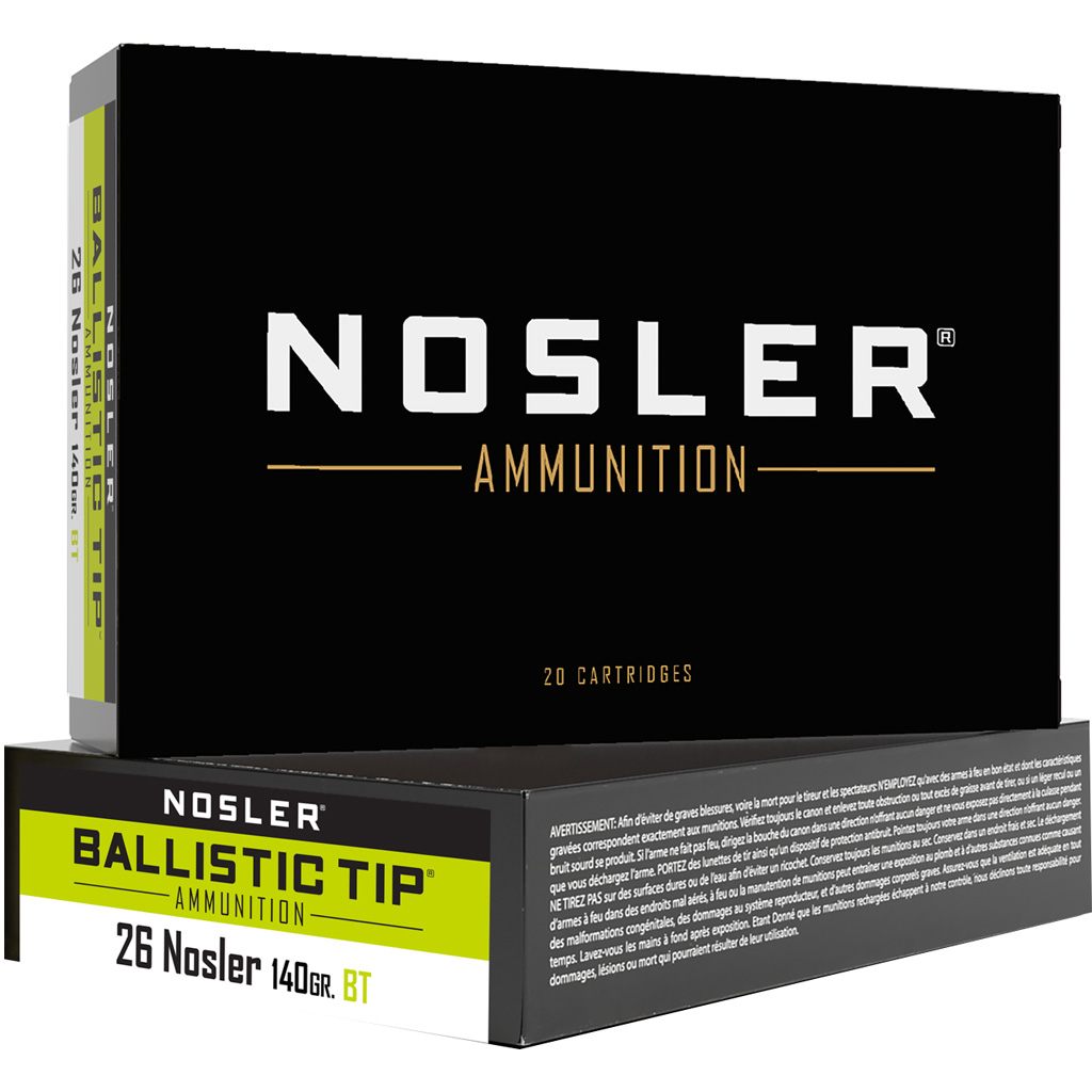 1206154_1.jpg Nosler Ballistic Tip Rifle Ammunition 26 Nosler 140 gr. BT SP 20 rd. - Image 1