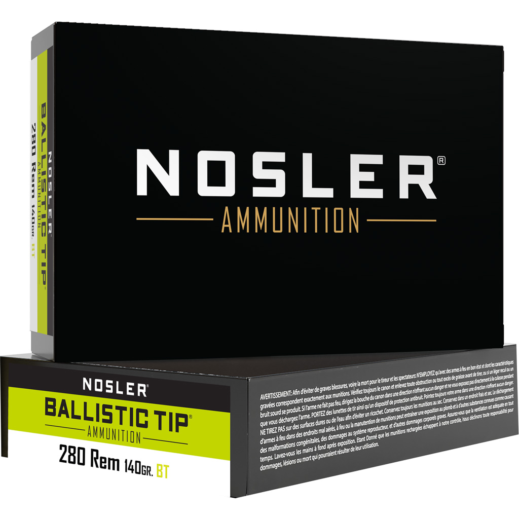 1206159_1.jpg Nosler Ballistic Tip Rifle Ammunition 280 Rem. 140 gr. BT SP 20 rd. - Image 1
