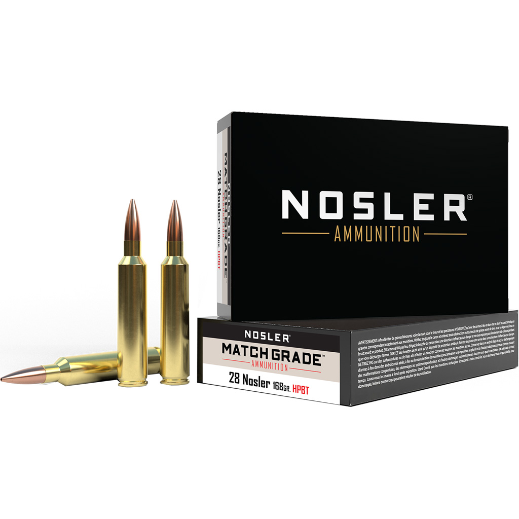 1206255_1.jpg Nosler Match Grade Rifle Ammunition 28 Nosler 168 gr. CC HPBT 20 rd. - Image 1