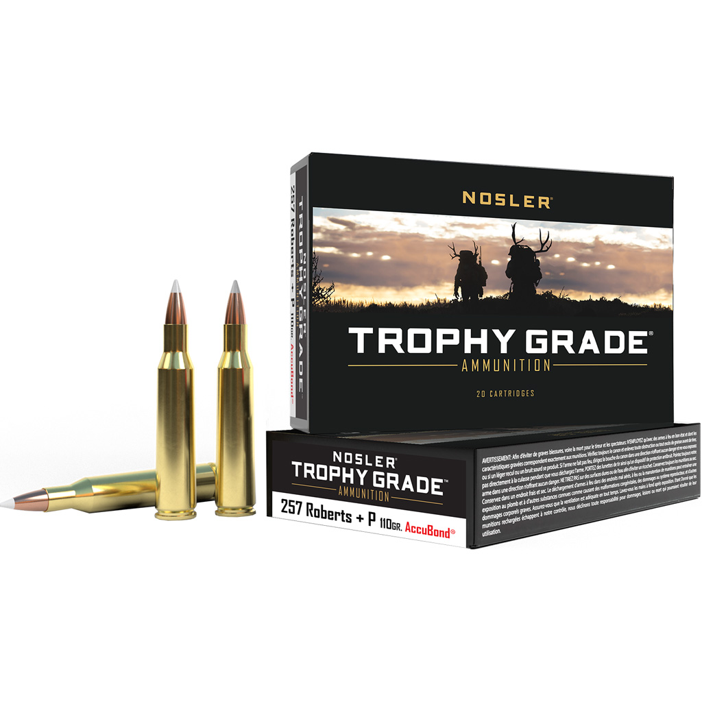1206276_1.jpg Nosler Trophy Grade Rifle Ammunition 257 Roberts +P 110 gr. AB SP 20 rd. - Image 1