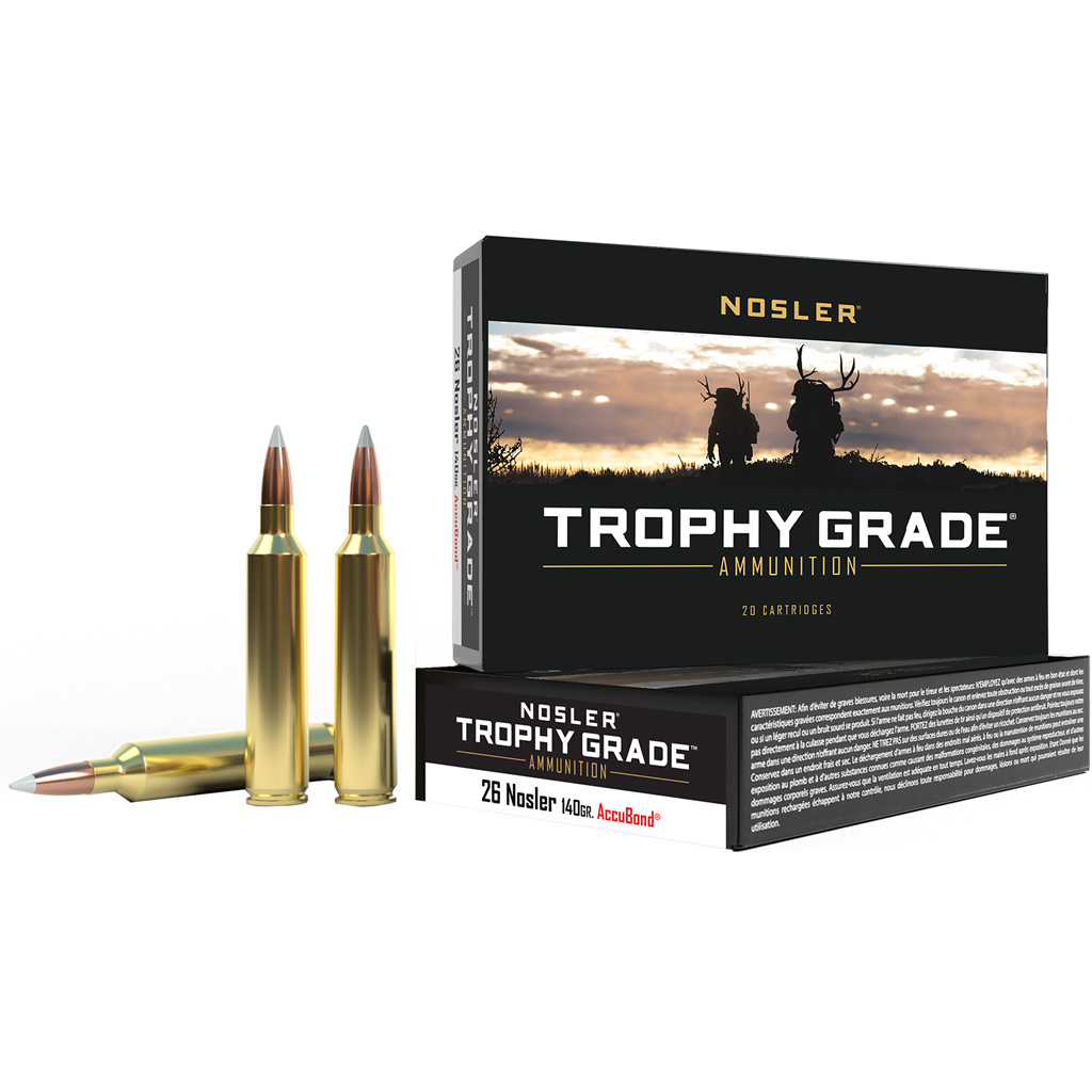 1206288_1-2.jpg Nosler Trophy Grade Rifle Ammunition 26 Nosler 140 gr. AB SP 20 rd. - Image 1