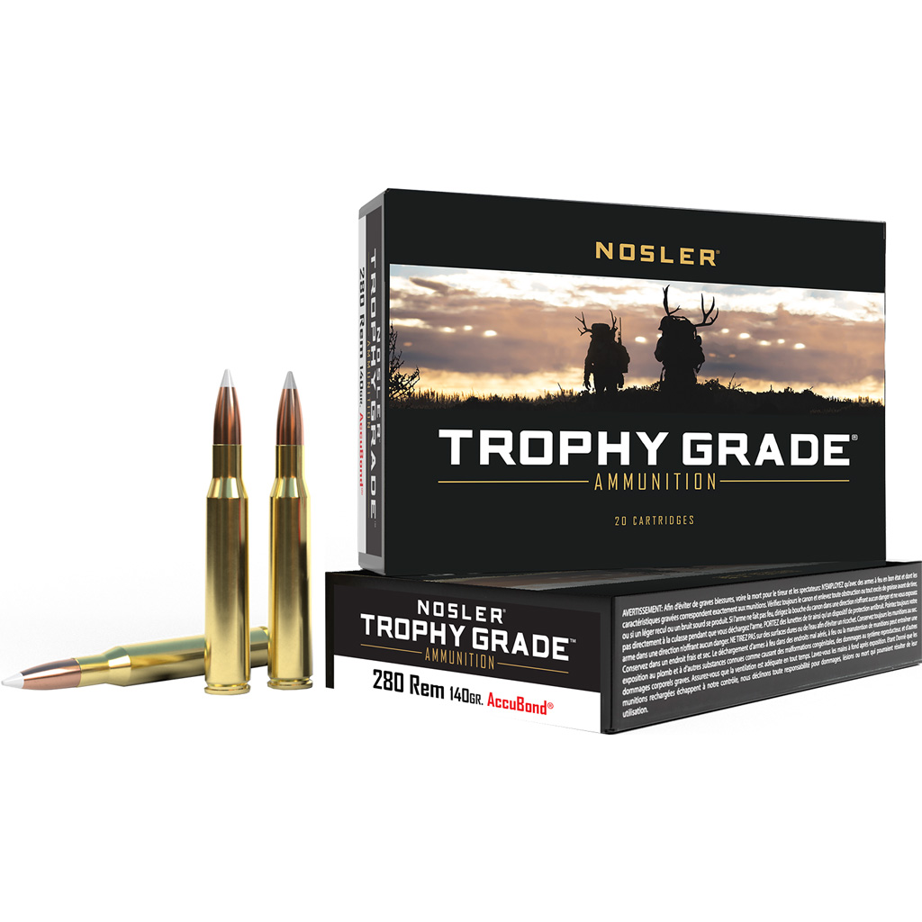 1206296_1.jpg Nosler Trophy Grade Rifle Ammunition 280 Rem 140 gr. AB SP 20 rd. - Image 1
