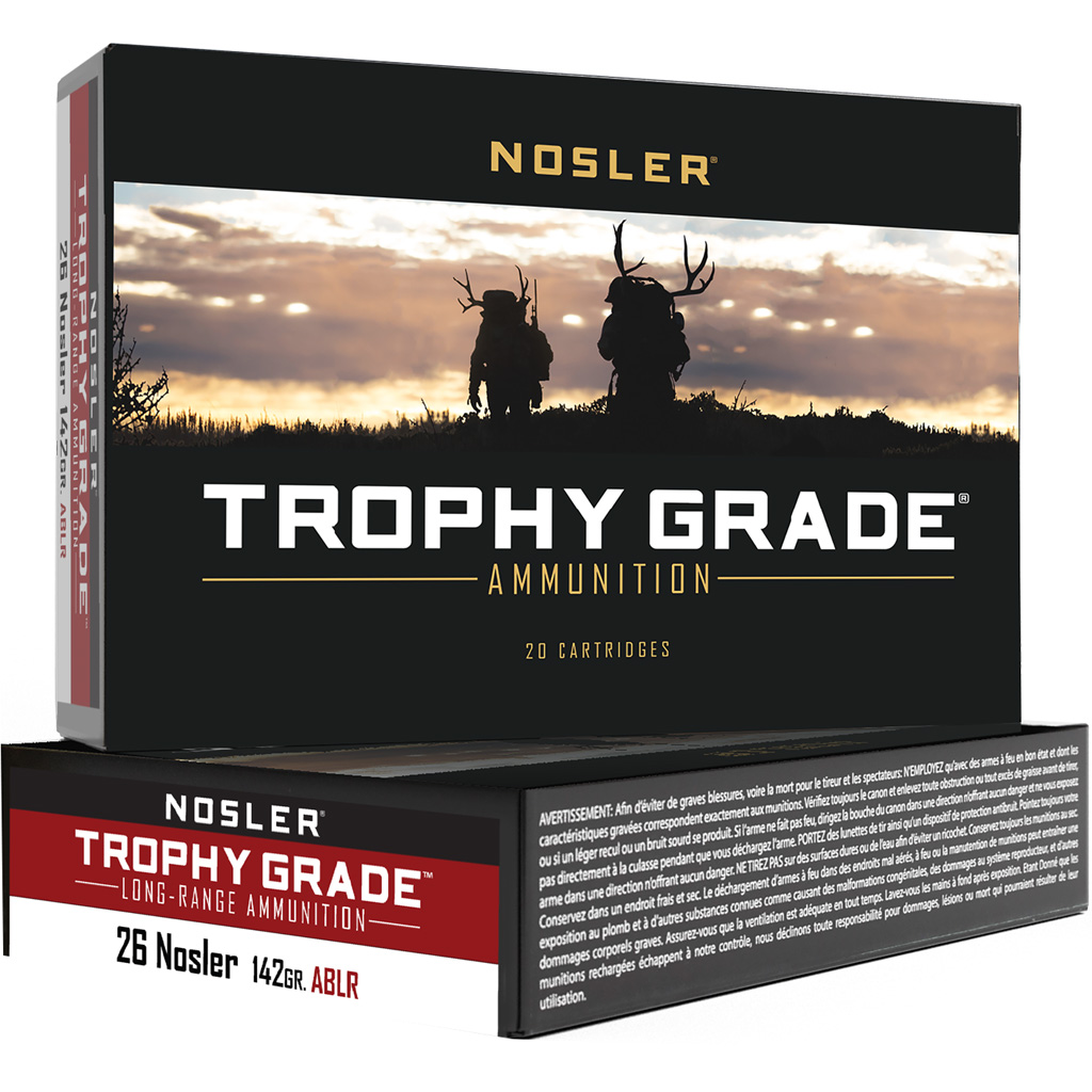1206350_1.jpg Nosler Trophy Grade Long Range Rifle Ammunition 26 Nosler 142 gr. ABLR SP 20 rd. - Image 1