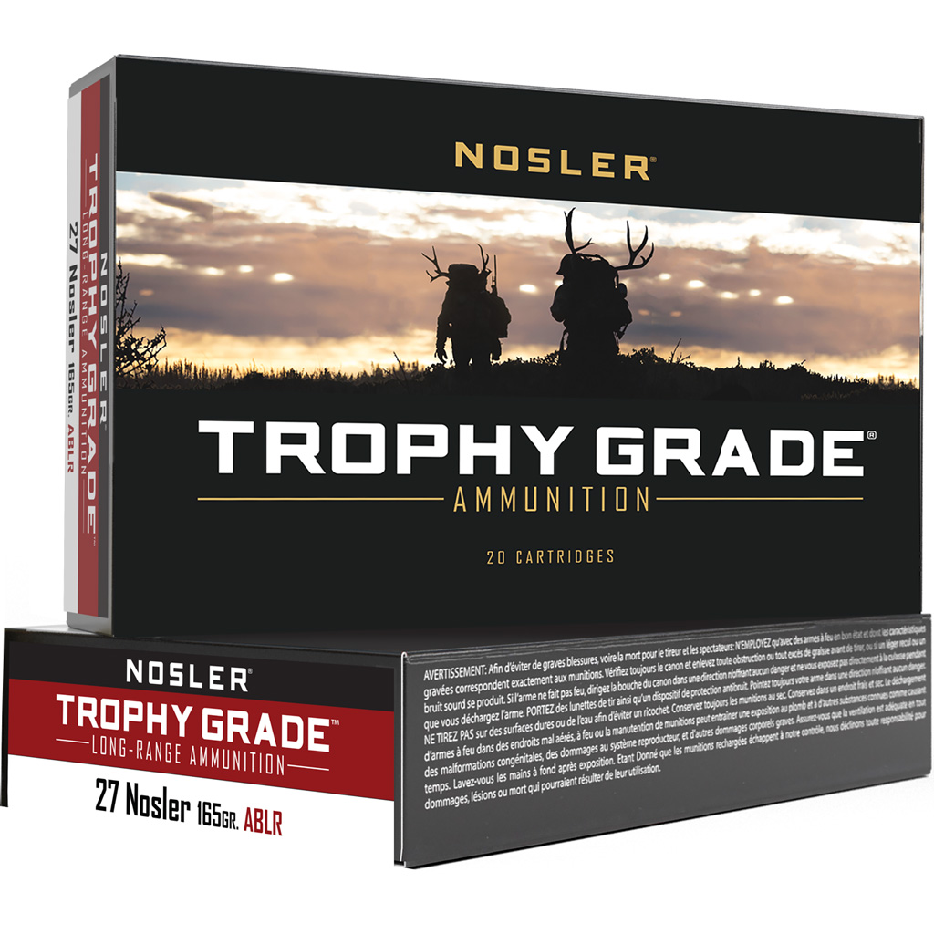 1206355_1.jpg Nosler Trophy Grade Long Range Rifle Ammunition 27 Nosler 165 gr. ABLR 20 rd. - Image 1