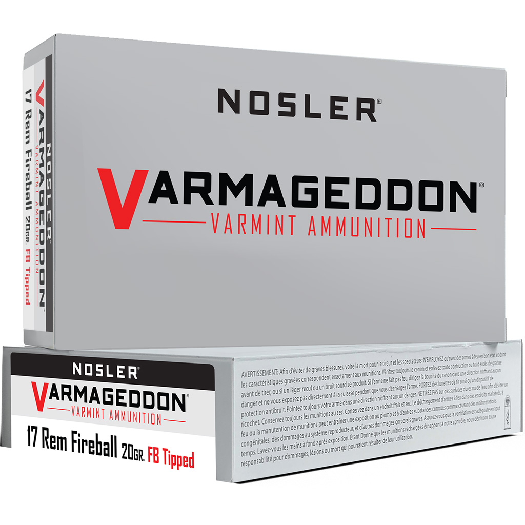1206371_1.jpg Nosler Varmageddon Rifle Ammunition 17 Rem. Fireball 20 gr. VG FBT 20 rd. - Image 1