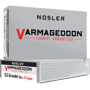 Nosler Varmageddon Rifle Ammunition 6.5mm Grandel 90 gr. VG FBT 20 rd.