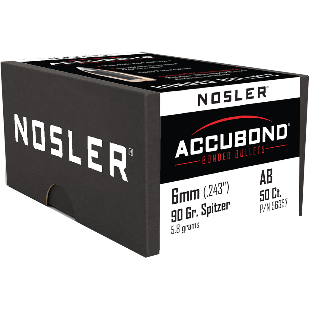 1206395_1.jpg Nosler AccuBond Bullets 6mm 90 gr. Spitzer Point 50 pk. - Image 1