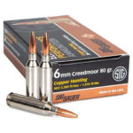 Sig Sauer Elite Copper Hunting Rifle Ammo 6mm Creedmoor 80 gr. Solid Copper 20 rd.