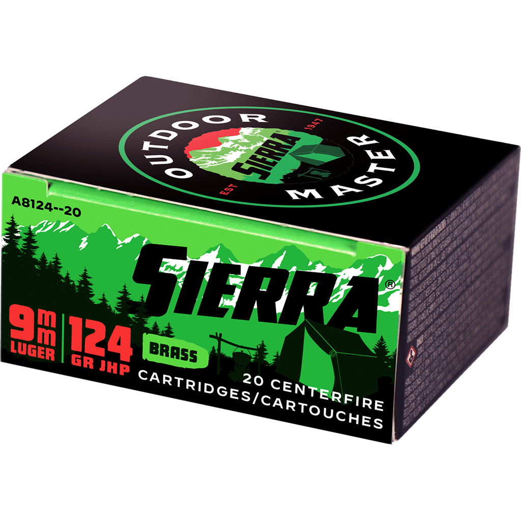 1208022_1.jpg Sierra Outdoor Master Handgun Ammo 9mm 124 gr. JHP 20 rd. - Image 1