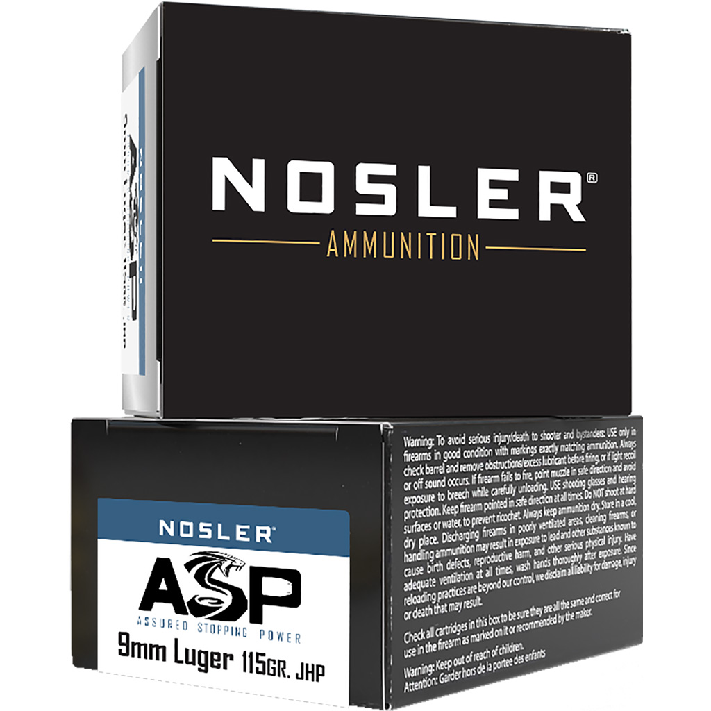 1208427_1.jpg Nosler ASP Handgun Ammo 9mm 115 gr. HG JHP 20 rd. - Image 1