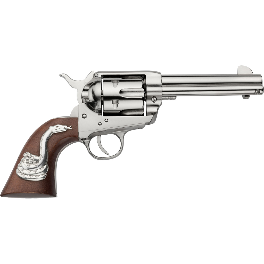 1210600_1.jpg Pietta 1873 Wild West Revolver 45 Long Colt 4.75 in. Nickel Walnut Grip w/Snake - Image 1
