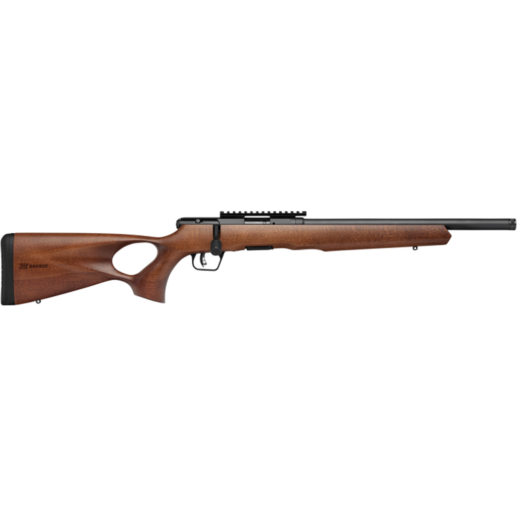 1211033_1.jpg Savage B17 Timber Thumbhole Rifle 17 HMR 18 in. Wood 10 rd - Image 1