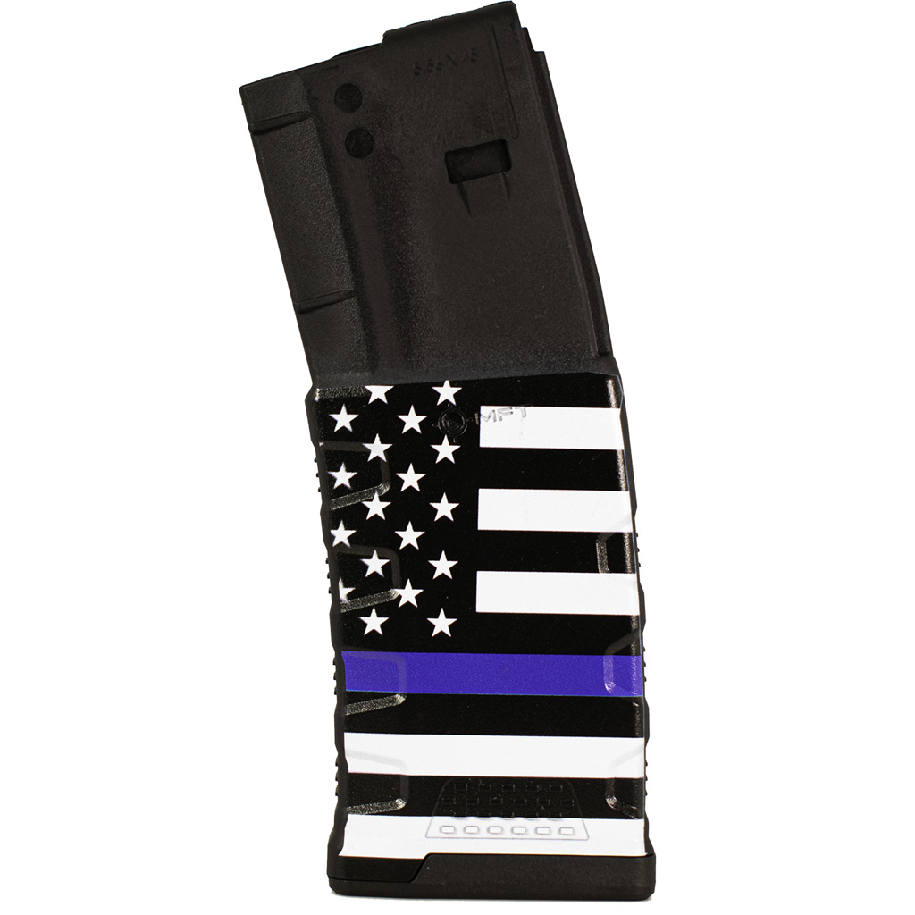 1408379_1.jpg MFT Extreme Duty Polymer Mag Blue Line Flag 30 rd. 5.56x45mm/223 Rem./300 AAC - Image 1