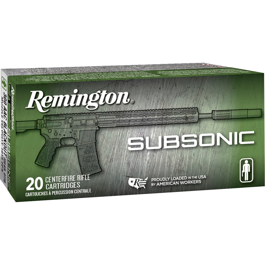 1701042_1.jpg Remington Subsonic Rifle Ammo 300 AAC Blackout 220 gr. OTFB 20 rd. - Image 1