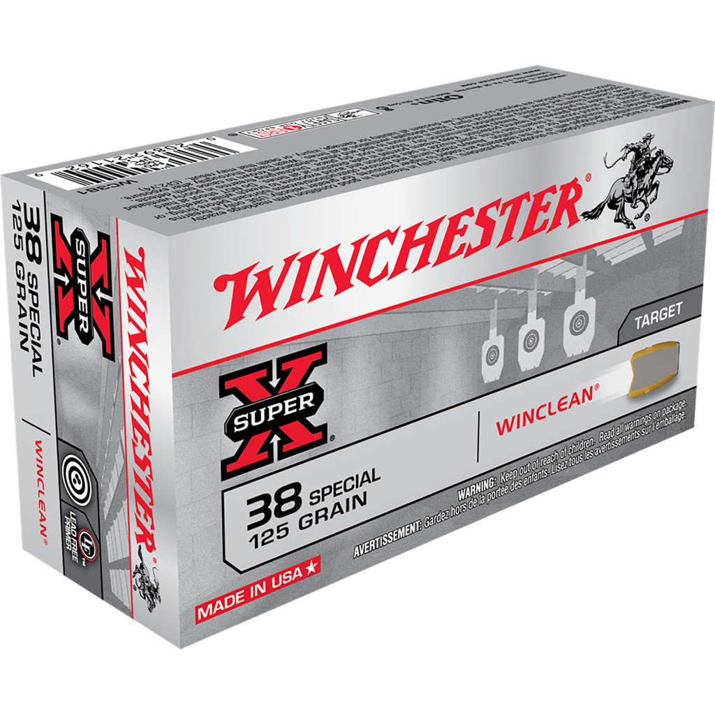 1701323_1.jpg Winchester Super-X Pistol Ammo 38 Spl. 125 gr. Brass Enclosed Base 50 rd. - Image 1
