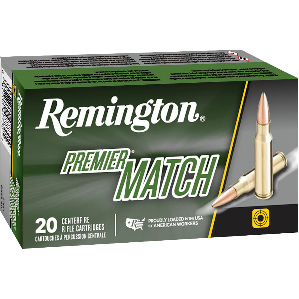 1701439_1.jpg Remington Premier Match Centerfire Rifle Ammo 223 Rem. 62 gr. HP Match 20 rd. - Image 1
