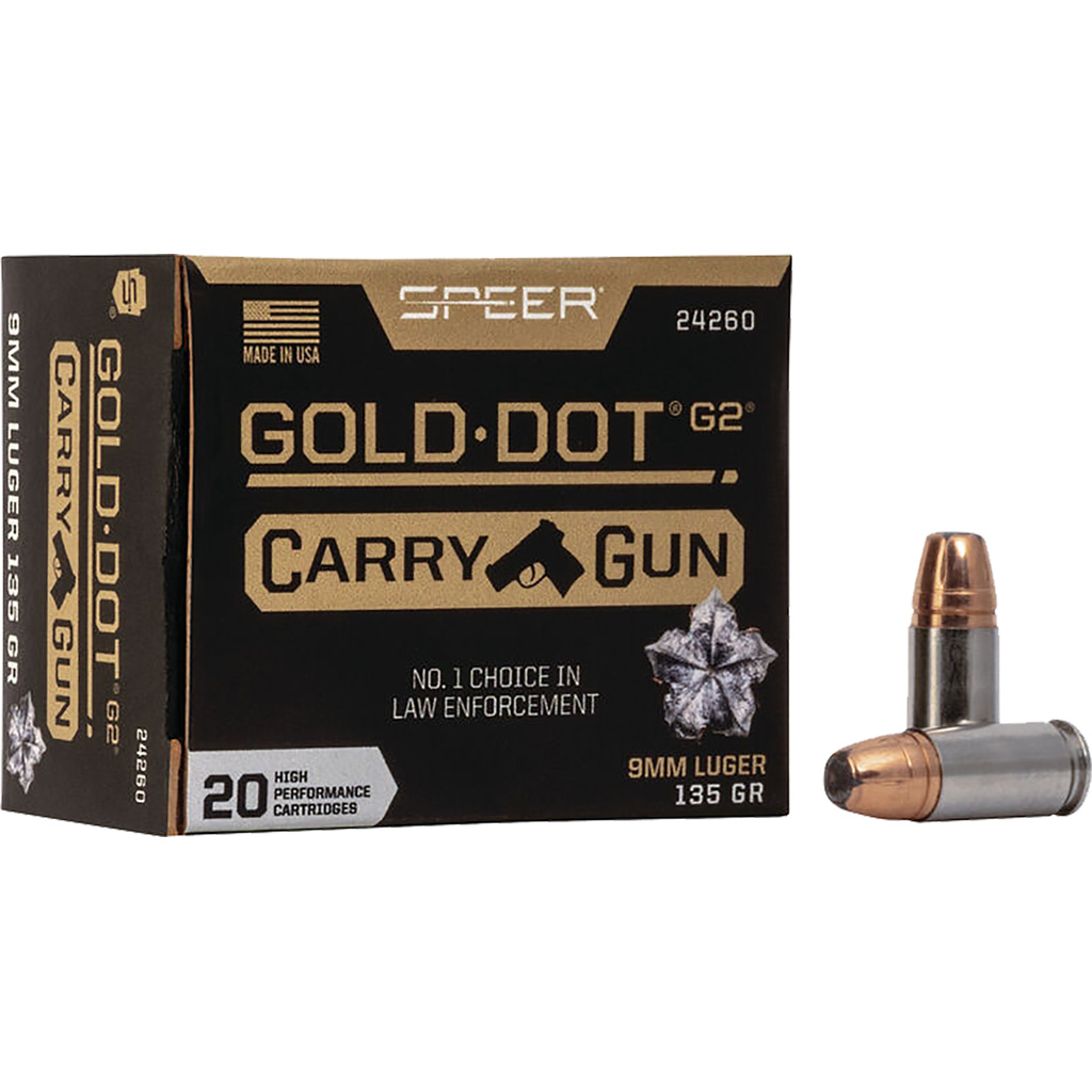 1702426_1.jpg Speer Gold Dot Carry Gun Handgun Ammo 9mm 135 gr. HP 20 rd. - Image 1