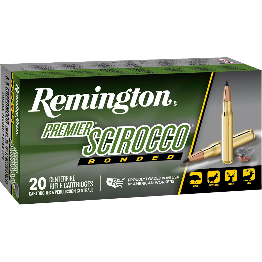 1702444_1.jpg Remington Premier Scirocco Centerfire Rifle Ammo 6.5 Creedmoor 130 gr. Swift Scirocco Bonded 20 rd. - Image 1