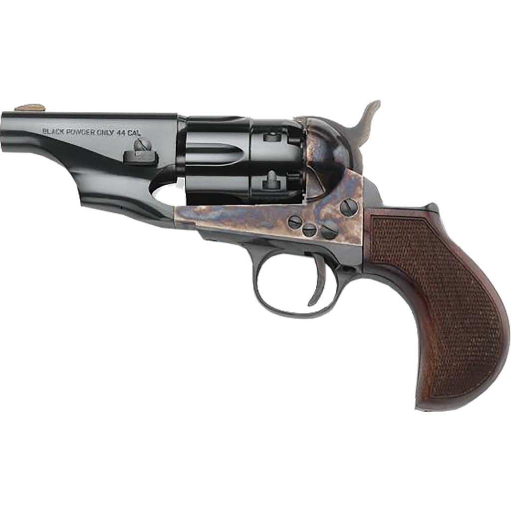 1705553_1.jpg Pietta 1860 Snub Nose Revolver 44 cal. 3 in. Case Hardnened Blue Checkered Wood - Image 1