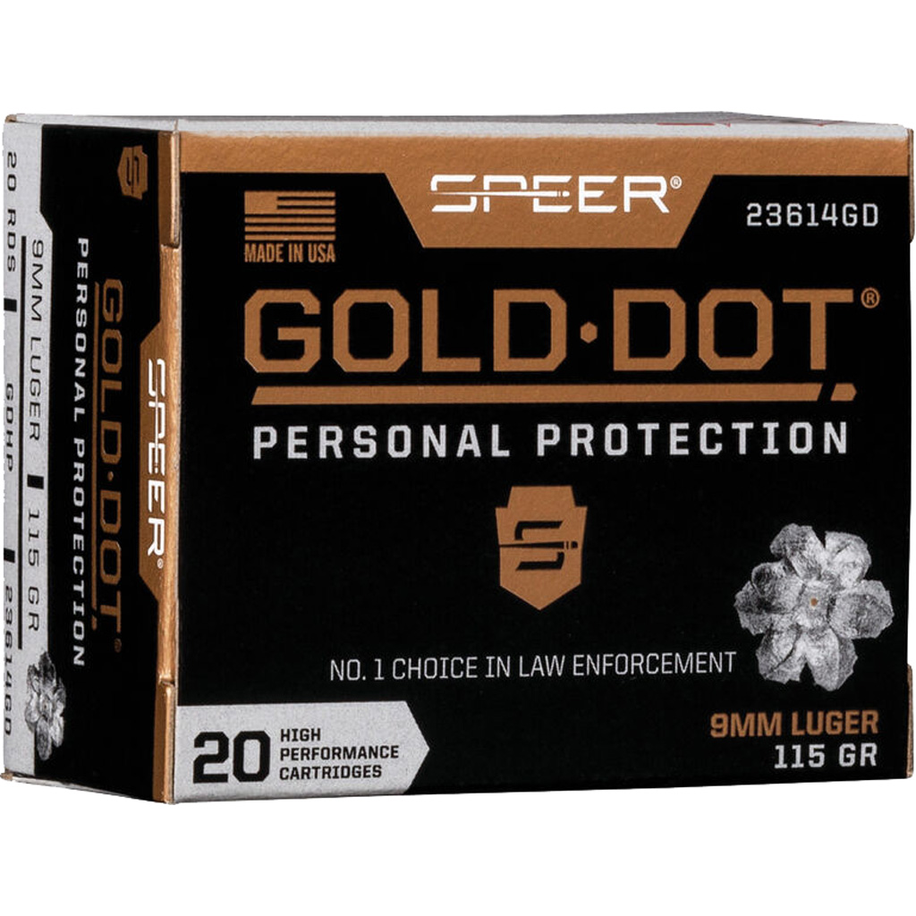 1705760_1.jpg Speer Gold Dot Personal Protection Pistol Ammo 9mm 115 gr. HP 20 rd. - Image 1