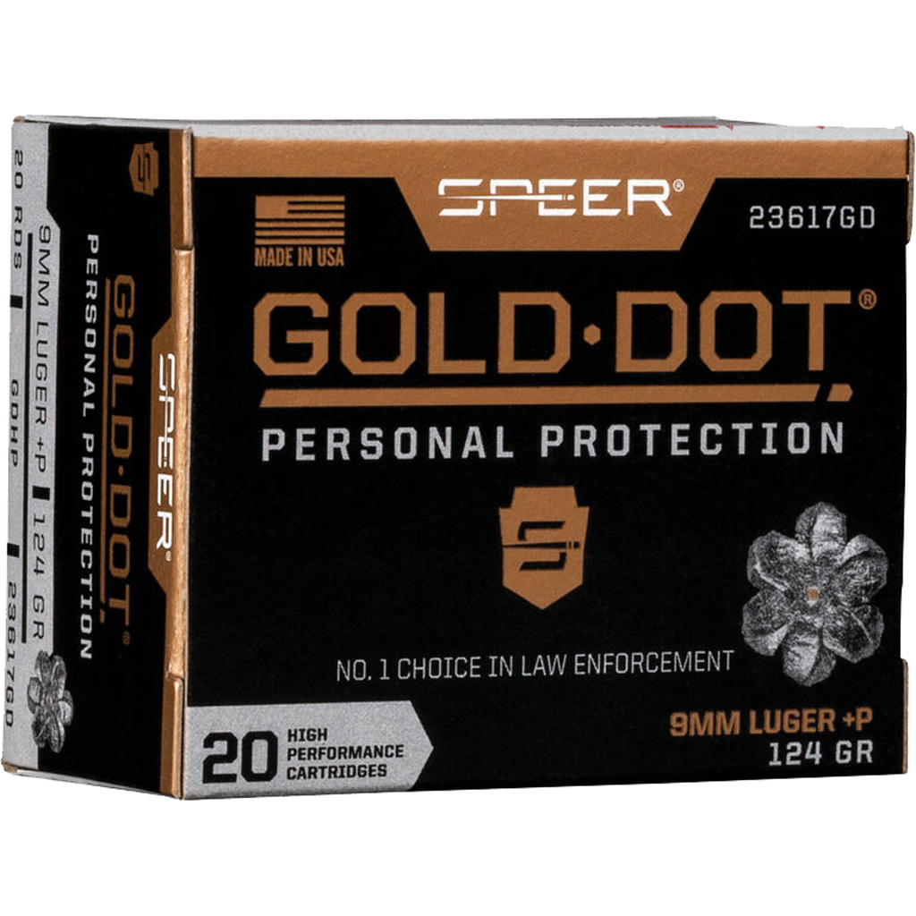 1705764_1.jpg Speer Gold Dot Personal Protection Pistol Ammo 9mm +P 124 gr. HP 20 rd. - Image 1