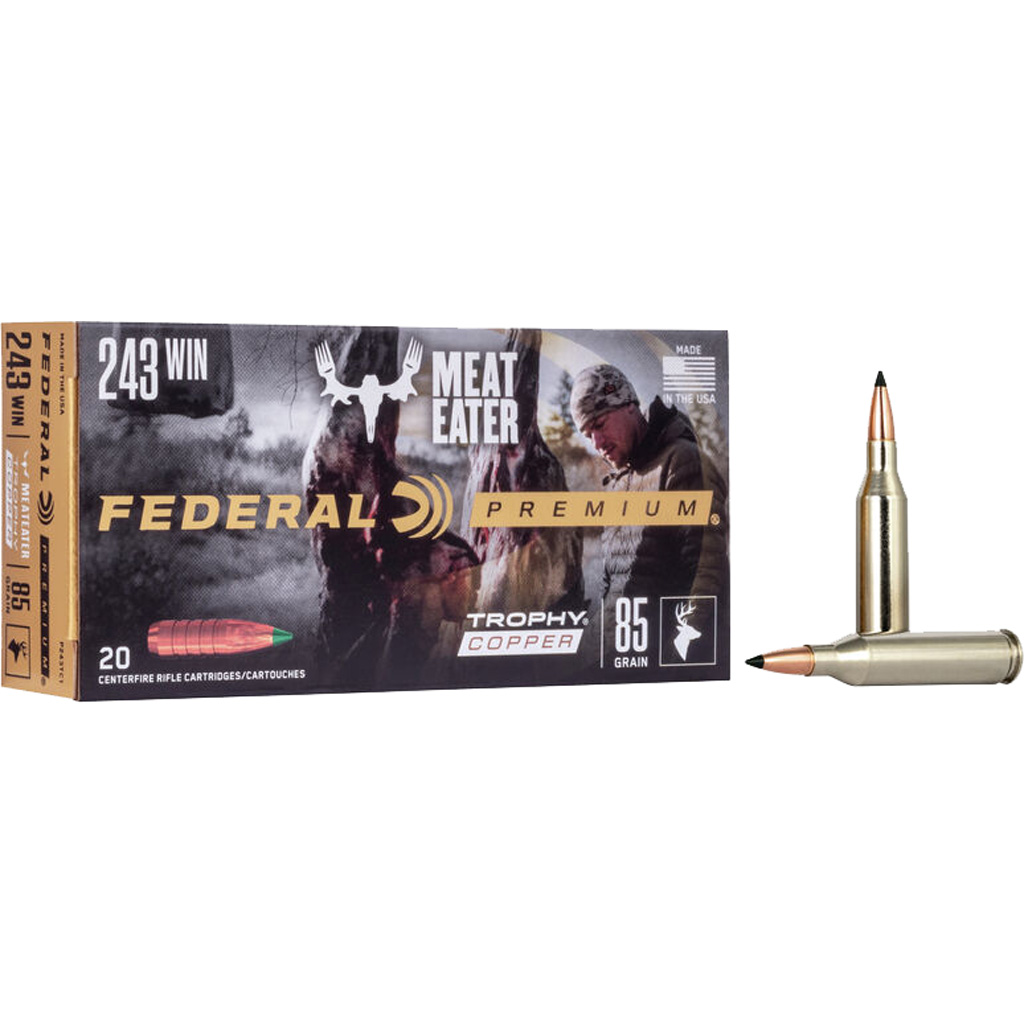 1705850_1.jpg Federal Premium Rifle Ammo 243 Win. 85 gr. Trophy Copper 20 rd. - Image 1