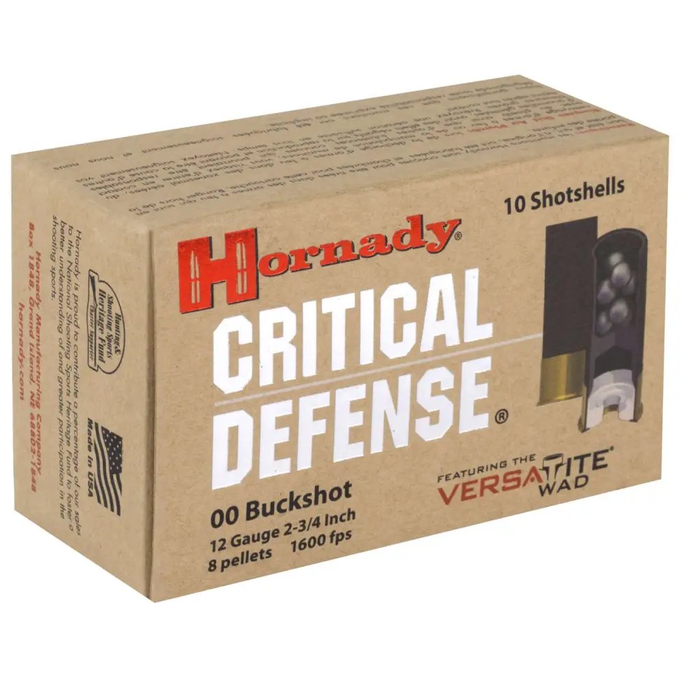 19320-14142602.webp HORNADY CRITICAL DEFENSE 12GA 00BK 23/4 8PEL 10RD BX 100RD CASE - Image 1