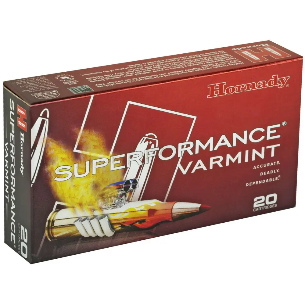 21977-14142470.webp HORNADY SUPERFORMANCE VARMINT 222REM 50G VMAX 20RD BX 200RD CASE - Image 1
