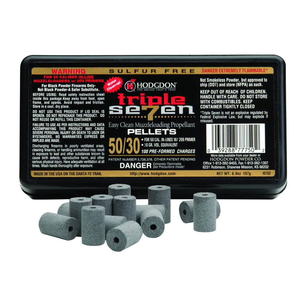 22205_1.jpg Hodgdon Triple Seven Pellets .50 cal. 30 gr. 100 pk. HAZMAT - Image 1