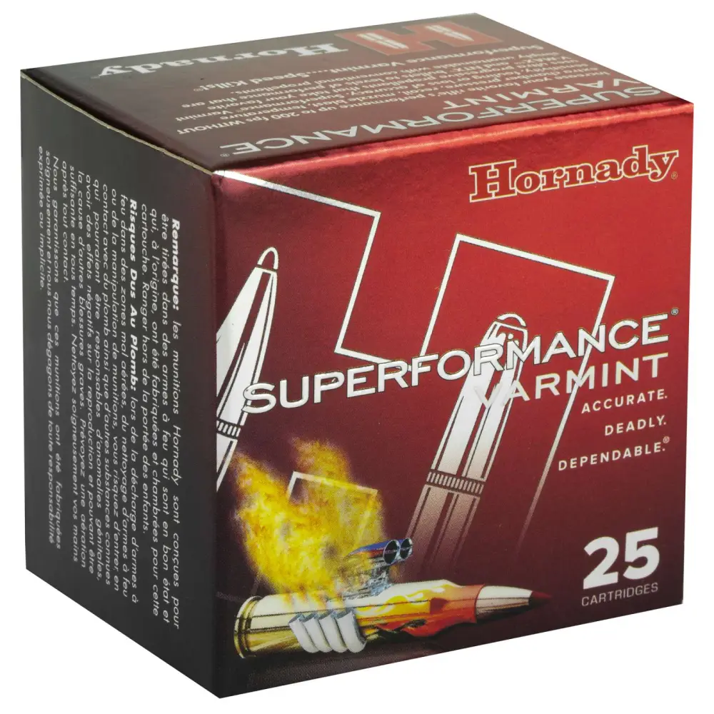 24078-14142458.webp HORNADY SUPERFORMANCE VARMINT 17HORNET 20GR V-MAX 25RD BX 250RD CASE - Image 1
