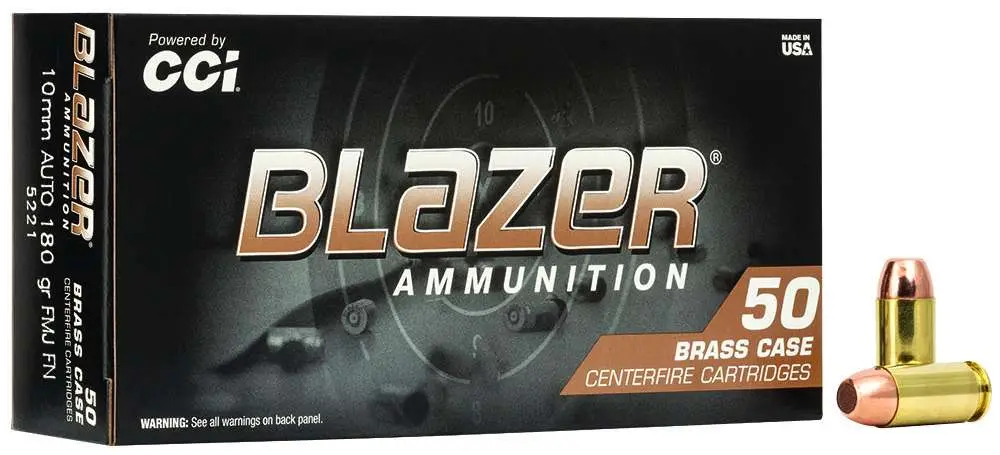 364315-14250381.webp CCI 10MM AUTO 180GR FMJ FN BLAZER BRASS 50 RD/BX 20 BX/CS - Image 1