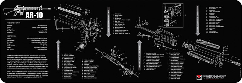 36AR10BK.jpg TEKMAT ARMORERS BENCH MAT - 12"X36" AR-10 BLACK - Image 1