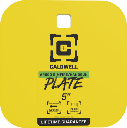 4002311.jpg CALDWELL AR500 5" GONG TARGET - 1/4" RIMFIRE/HANDGUN STEEL YLW - Image 1