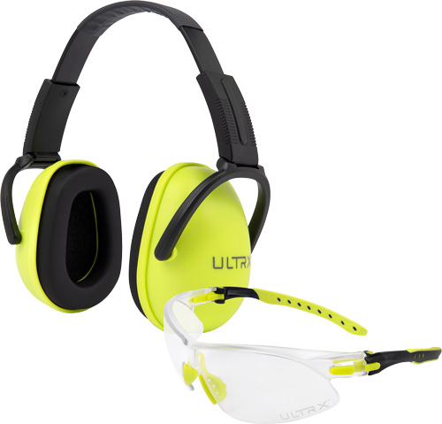 4176-1.jpg ULTRX BLOCKER EAR & EYE COMBO - YOUTH LIME MUFF/CLEAR EYES - Image 1