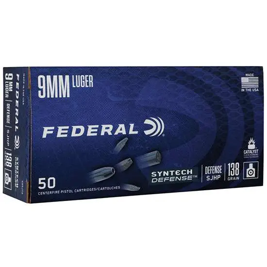 460347-14231484.webp FEDERAL 9MM LUGER 138 GR SYNTECH DEFENSE 50RD 50 RD/BX 10 BX/CS - Image 1