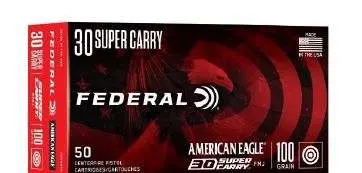 563094-14260330.webp FEDERAL 30 SUPER CARRY 100GR FMJ 50 RD/BX 20 BX/CS - Image 1