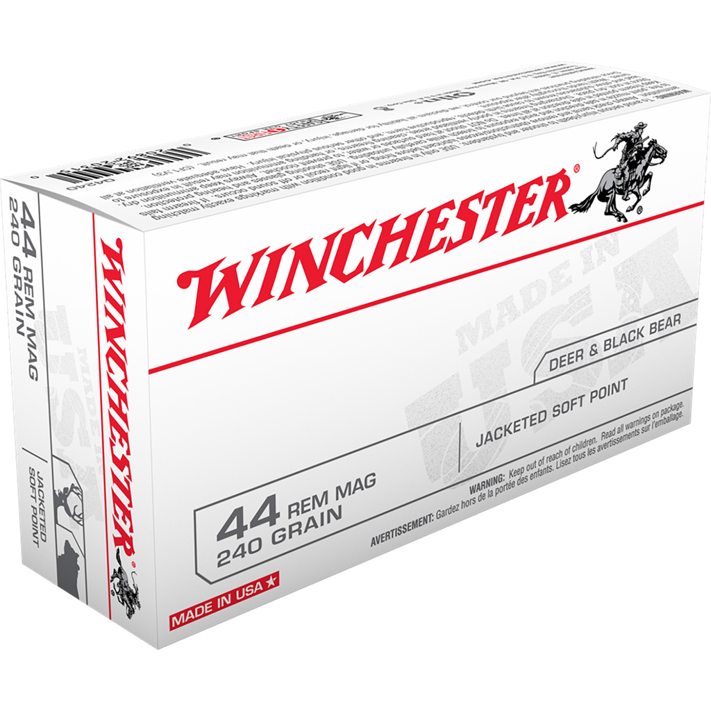 609665_1.jpg Winchester USA Pistol Ammo 44 Rem Mag 240 gr. Jacketed Soft Point 50 rd. - Image 1