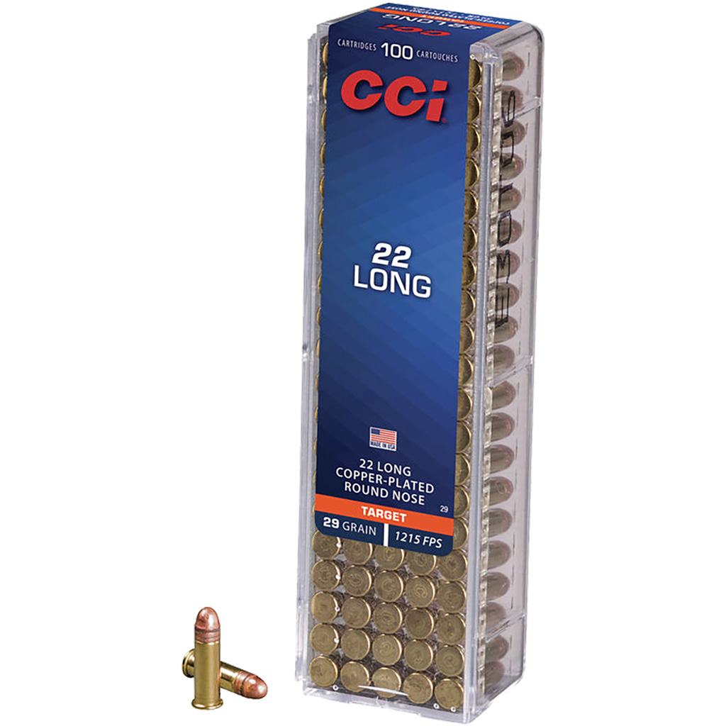 609976_1.jpg CCI Target & Plinking Rimfire Ammo 22 Long 29 gr. Copper-Plated Round Nose 100 rd. - Image 1