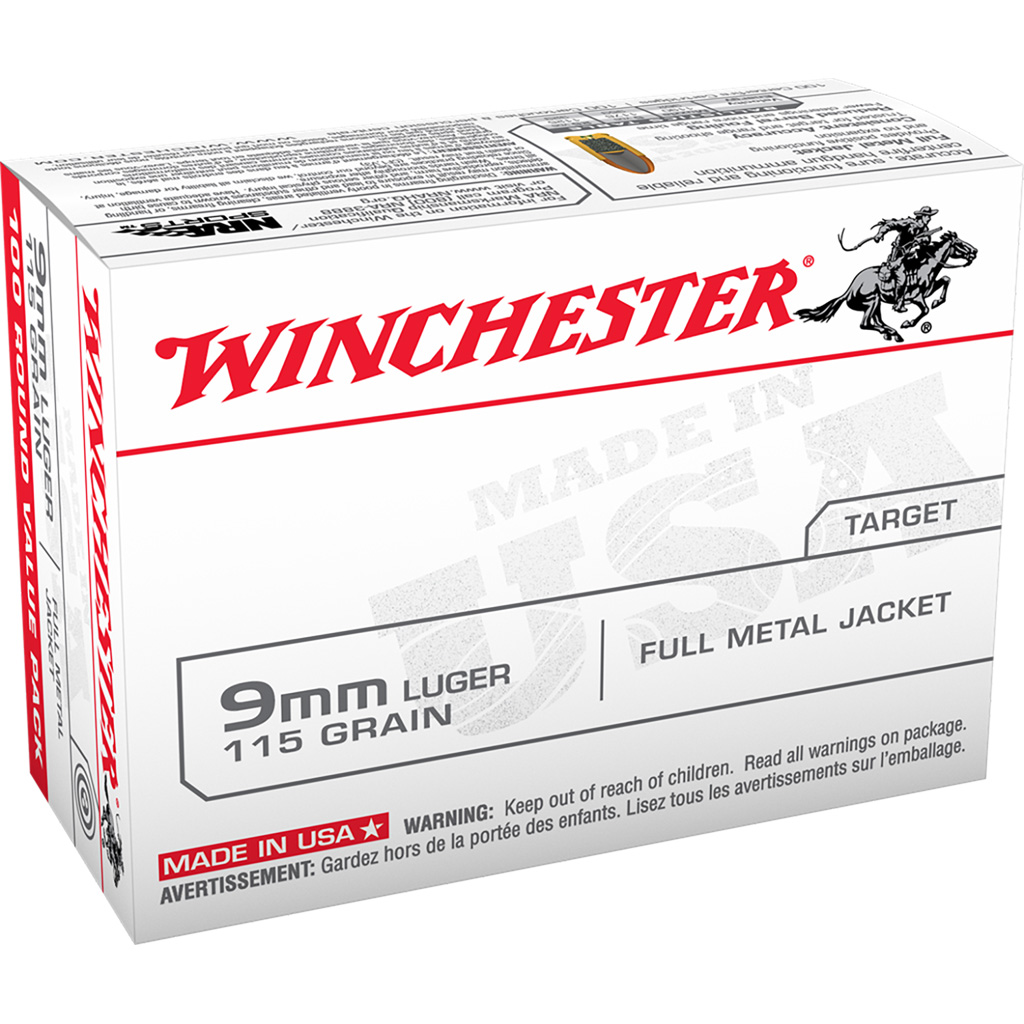 704404_1.jpg Winchester USA Pistol Ammo 9mm Luger 115 gr. FMJ 100 rd. - Image 1
