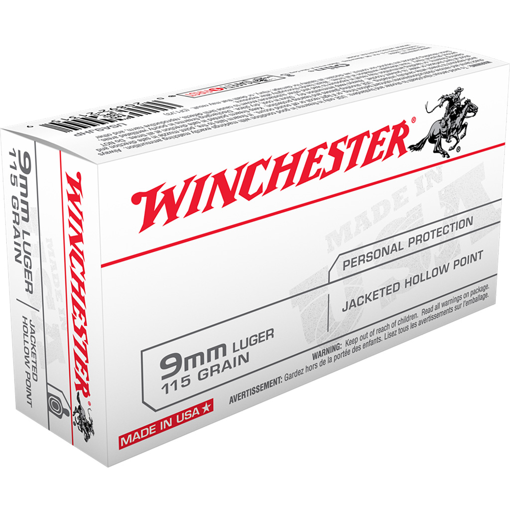 707381_1.jpg Winchester USA Pistol Ammo 9mm Luger 115 gr. Jacketed HP 50 rd. - Image 1