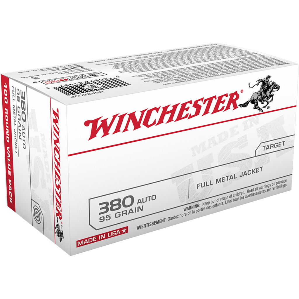 707869_1.jpg Winchester USA Pistol Ammo 380 ACP 95 gr. FMJ 100 rd. - Image 1
