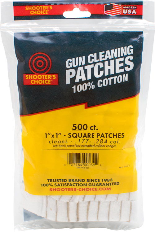 914500-1.jpg SHOOTERS CHOICE 1" SQUARE - CLEANING PATCHES 500 PACK - Image 1