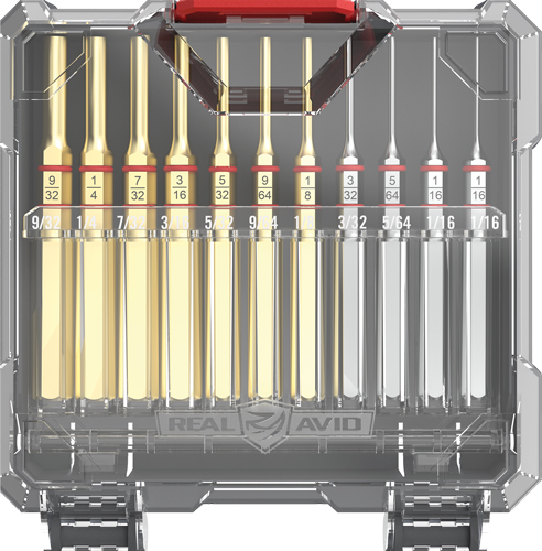 AVAPKB.jpg REAL AVID ACCU-PUNCH SET BRASS - 11 PIECE STANDARD PIN PUNCH - Image 1