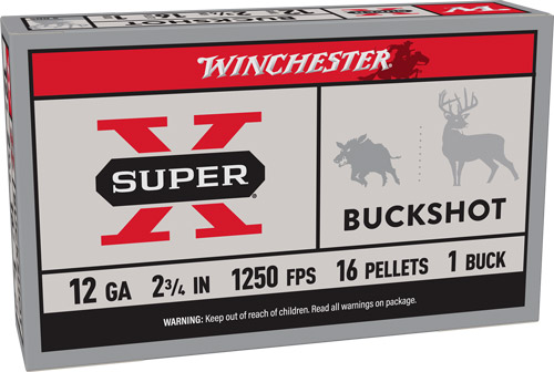 AXB121_1.jpg WINCHESTER SUPER-X 12GA 2.75" - #1 BUCK 16 PELLETS 5RD 50BX/CS - Image 1